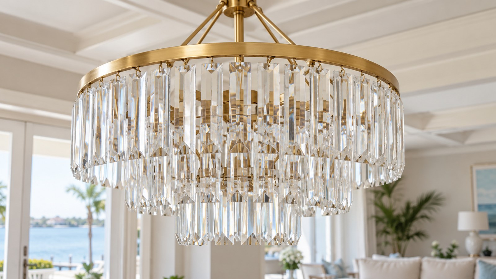 Illustration for Chandelier Cleaning in Saint Cloud, FL: chandelier cleaning illustration showing clear crystal prisms on a hanging fixture