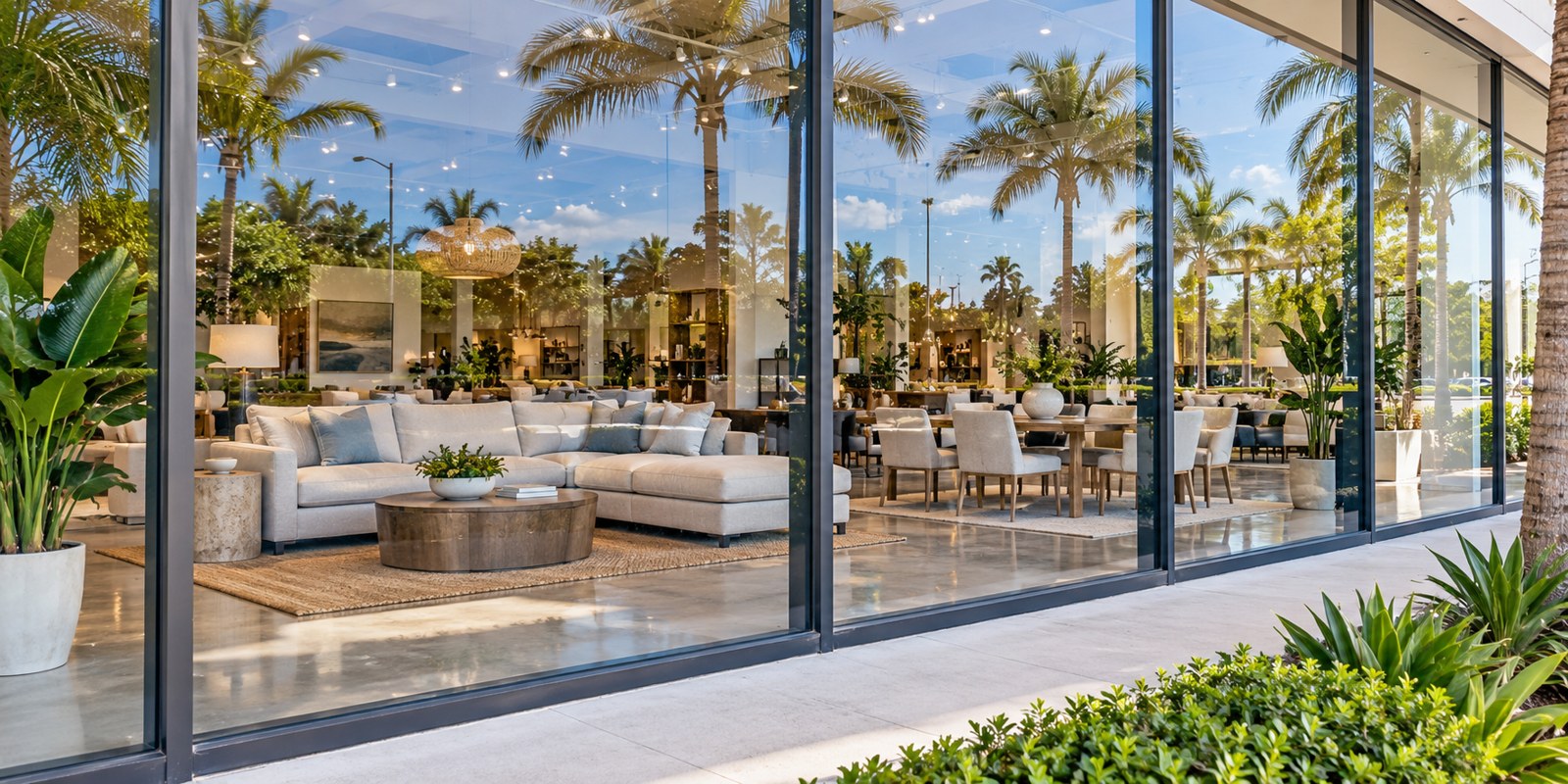 Illustration for Showroom Window Cleaning in Saint Cloud, FL: furniture displayed behind full-height glass
